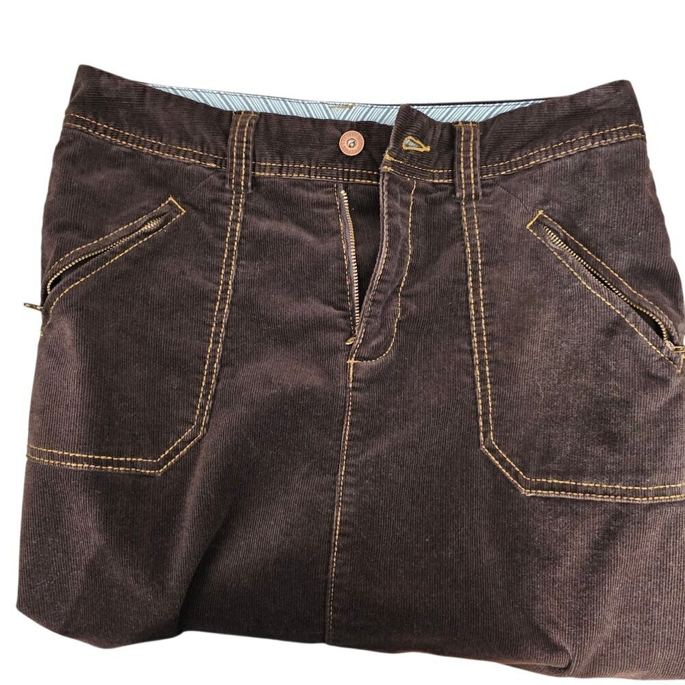 Eddie Bauer Corduroy Vintage Y2K Chocolate Brown A-Line Retro Cotton Blend Skirt - Picture 5 of 9